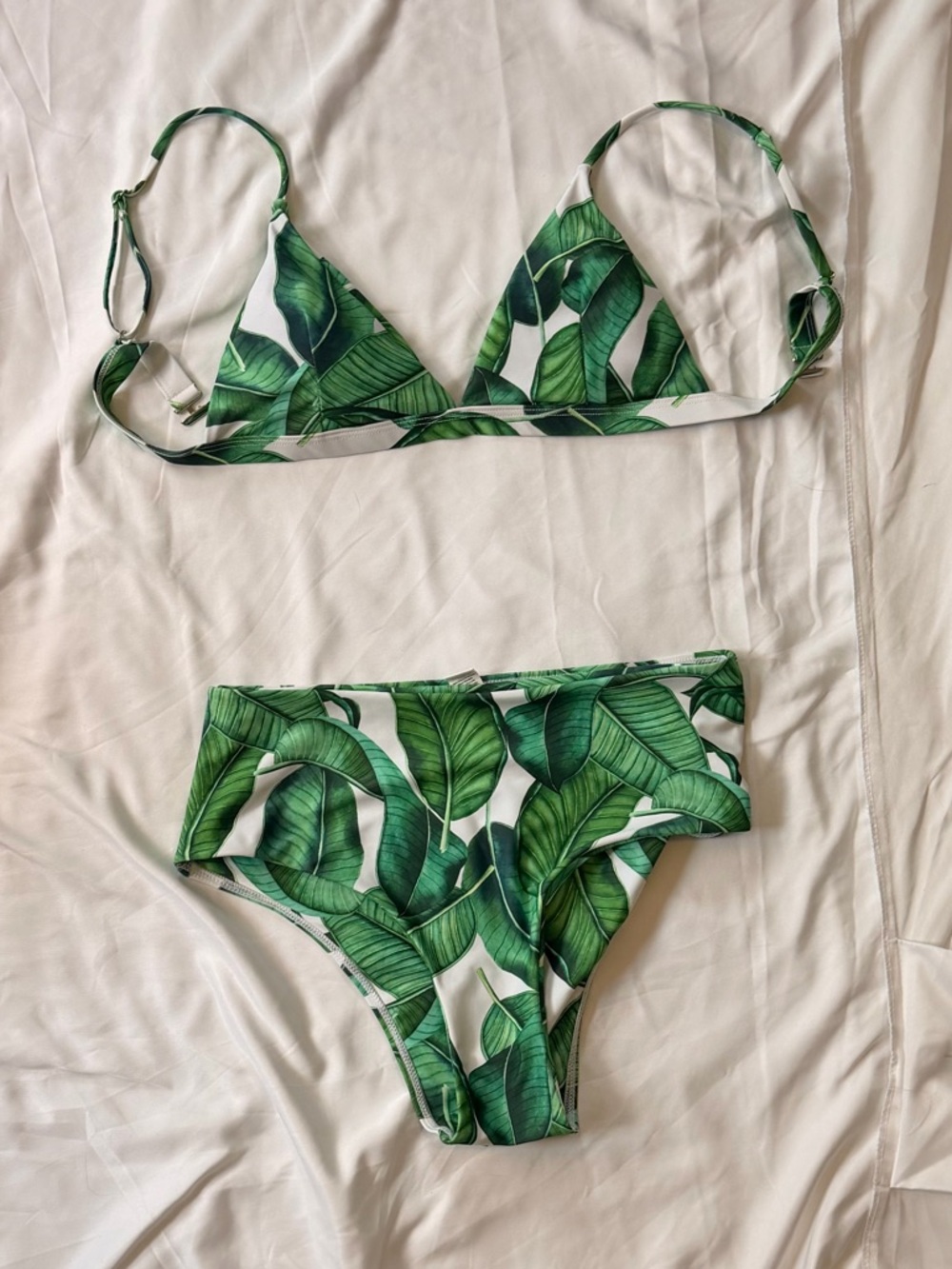 Zara Green Leaf Print Triangle Bikini